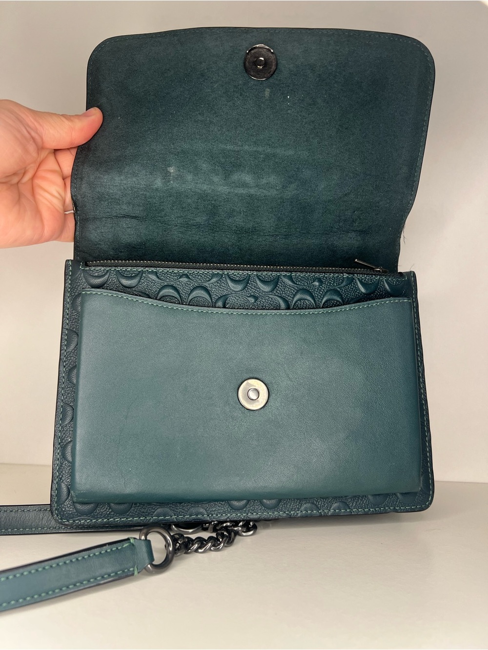 Coach Klare Dark/Forrest Green Embossed Signature Crossbody - Picture 7 of 9